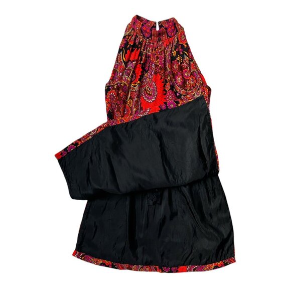 70s vintage psychedelic tunic top overlay mini dress paisley pattern mockneck. - Picture 5 of 12